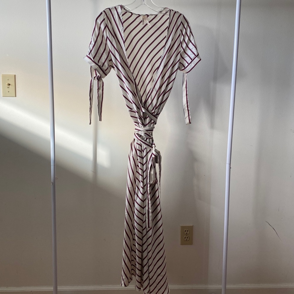 Nasty Gal Striped Maxi Dress - Red and White